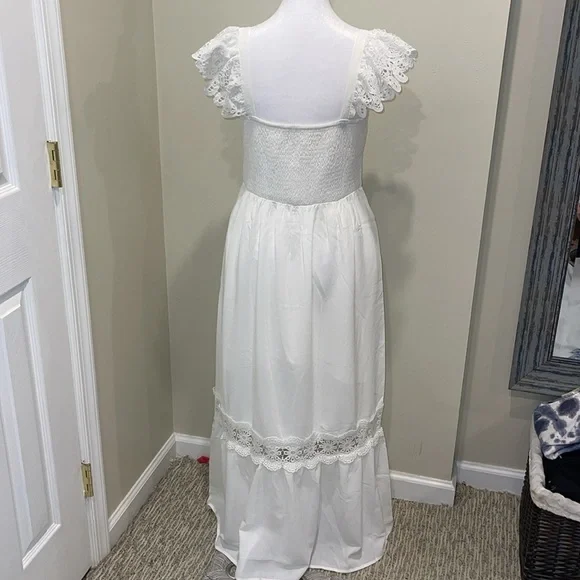 Womens White Coastal Cowgirl Bridal Maxi Dress with Pockets Size Medium - Picture 5 of 5